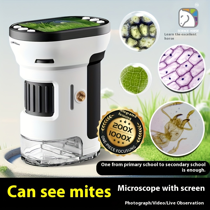 Kids Education Video - Kit de microscope biologique pour enfants,