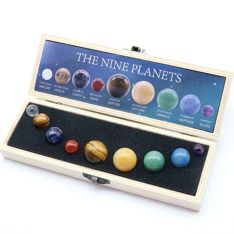 Solar System Model - Cristal naturel 8 9 planètes boule